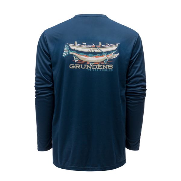 Triko Grundéns Drift Boat LS Tech Tee - Blue Abyss vel. S