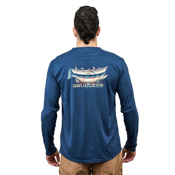 Triko Grundéns Drift Boat LS Tech Tee - Blue Abyss vel. XL