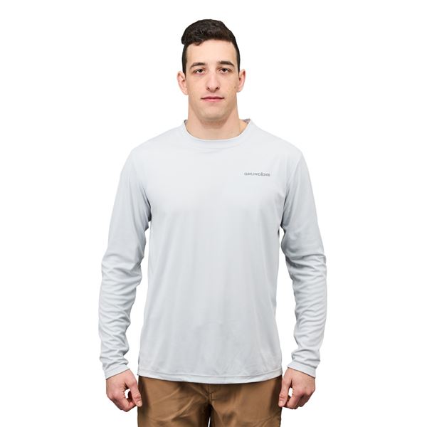 Triko Grundéns Logo Anchor LS Tech Tee - Grey Mist vel. S