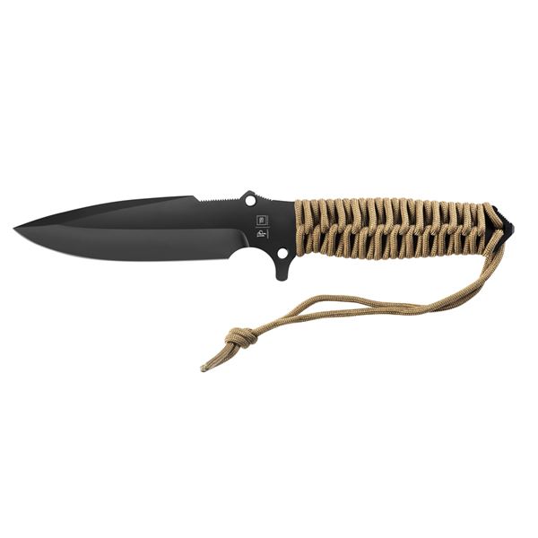 Survival nůž TB Outdoor Maraudeur, PARACORD 550 ®, Hladké ostří, Kydex – Coyote brown
